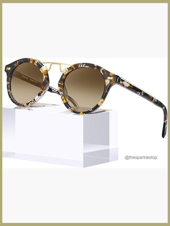 Acetate Polarized Sunglasses for Women Small Face Retro Round main image 4